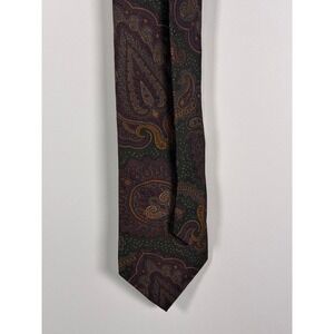 Woodward Tie Mens One Size Paisley 100% Silk Dark Green Purple Classic Necktie